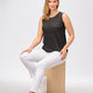 Yarn Dye Stripe Linen Jersey Tank Top Top
