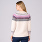 Ribbed Detail Jacquard Trim Sweater